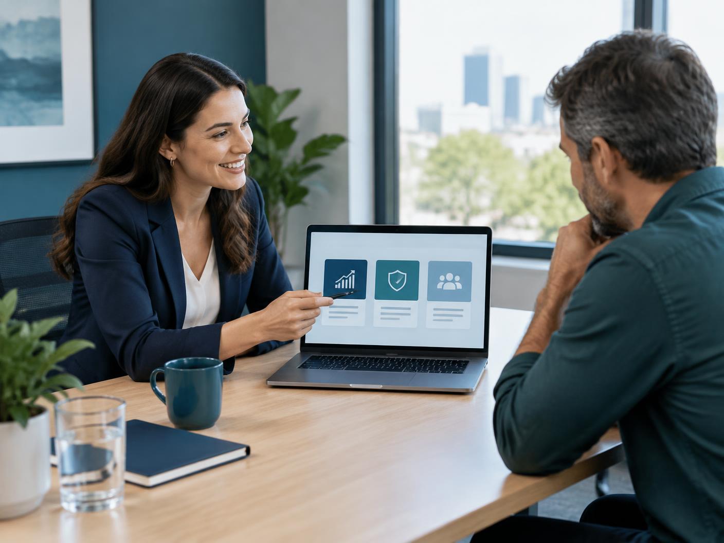 A sales consultant explaining partner options to a prospective buyer