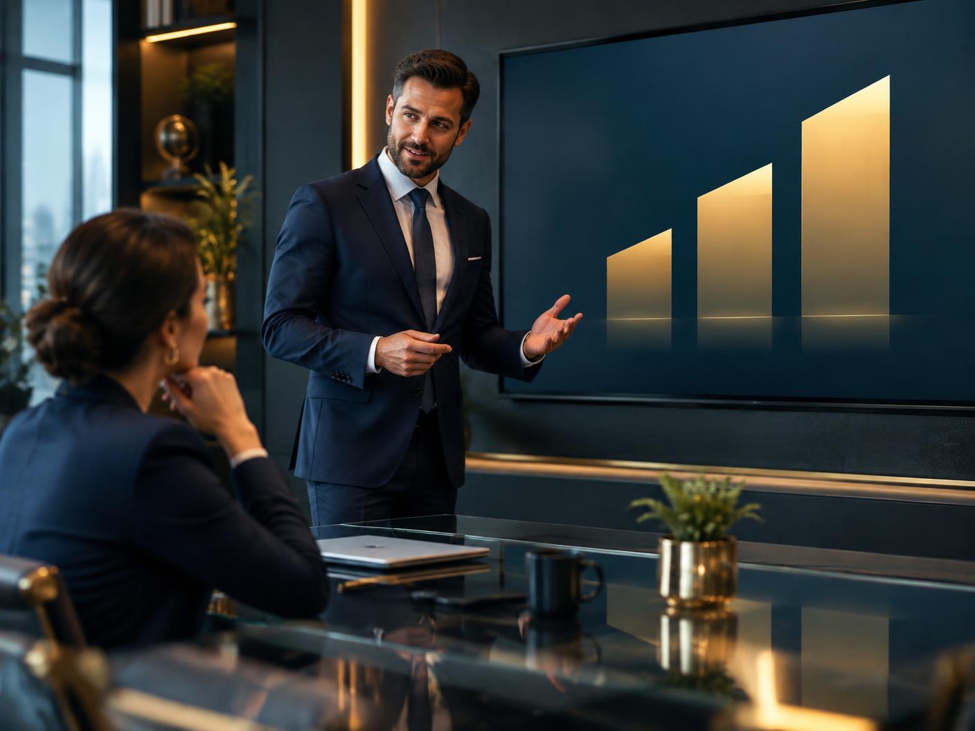 A consultant explaining paid partner options to a business owner