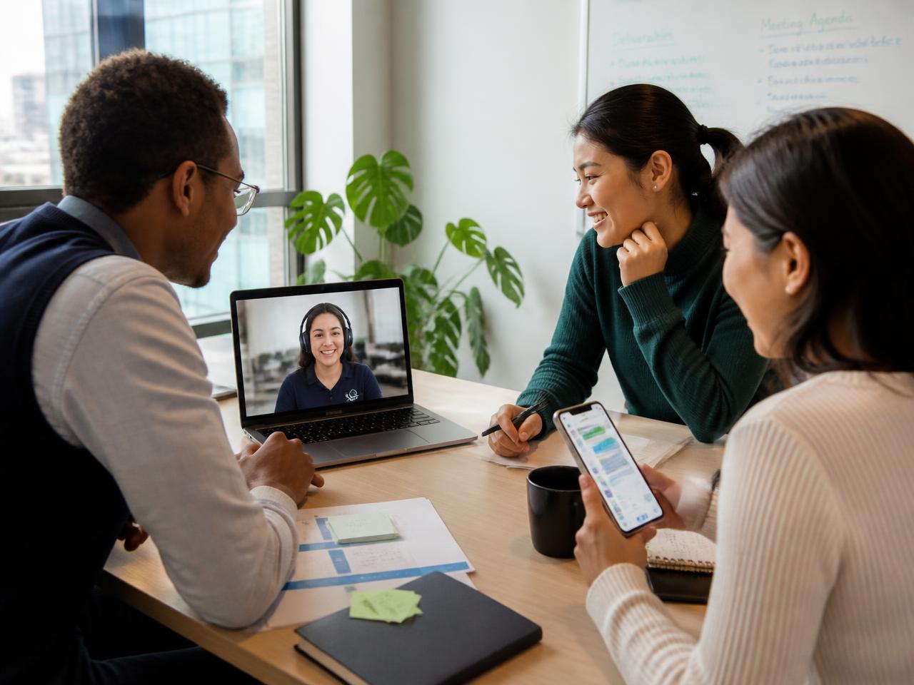 MAZ Assist partner team on a support video call while chatting with our team on WhatsApp