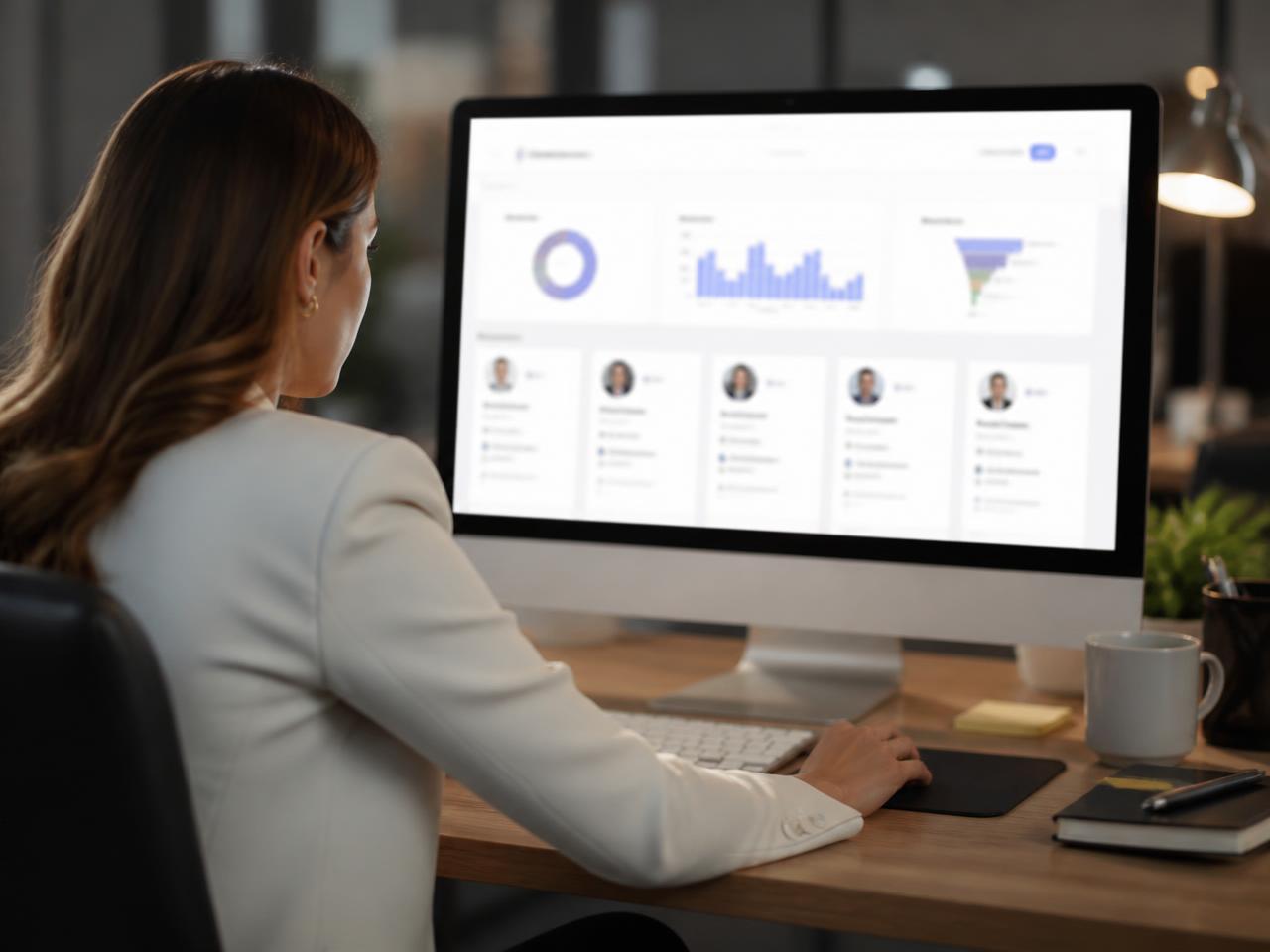 Recruiter reviewing AI candidate scores and transcripts on a dashboard