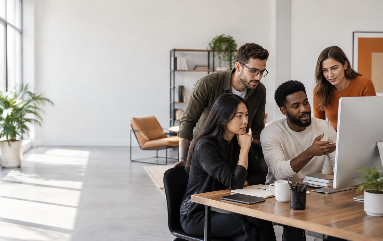 Startup founders reviewing their website and growth campaign