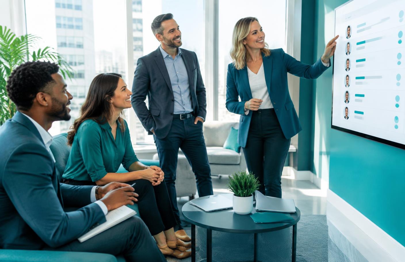 Sales team reviewing a shortlist of prospects